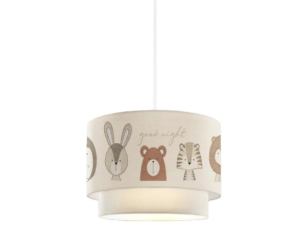ΠΑΙΔΙΚΟ ΦΩΤΙΣΤΙΚΟ ΟΡΟΦΗΣ BALOO HM7572.02 ΛΕΥΚΟ ΜΕ ΣΧΕΔΙΟ CUTE ANIMALS Φ30x70εκ.
