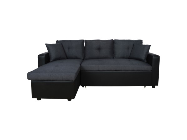 ΚΑΝΑΠΕΣ ΓΩΝΙΑ ΚΡΕΒΑΤΙ WAYNE 220x146x86Υεκ.HM3028.01 ΓΚΡΙ ΜΕ ΜΑΥΡΟ PU