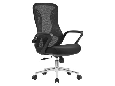 ΚΑΡΕΚΛΑ ΓΡΑΦΕΙΟΥ DECIFER HM1212.01 ΜΑΥΡO MESH-ΒΑΣΗ ΧΡΩΜΙΟΥ 61x60x110Υεκ.