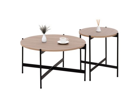 ΣΕΤ 2ΤΜΧ ΤΡΑΠΕΖΙΑ ΣΑΛΟΝΙΟΥ RONDA HM21089.02 MDF ΣΟΝΑΜΑ Φ80εκ & Φ50εκ