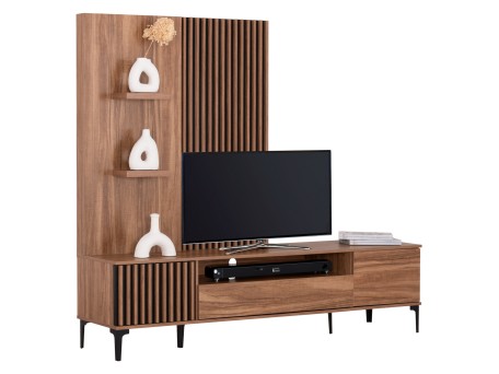 ΣΥΝΘΕΣΗ ΤΗΛΕΟΡΑΣΗΣ ΣΕΙΡΑ HARRY HM18010.01 ΜΕΛΑΜΙΝΗ ΦΥΣΙΚΟ-ΜΑΥΡΟ 205,5x40x167,5Υεκ