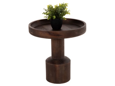 ΤΡΑΠΕΖΙ ΣΑΛΟΝΙΟΥ ΣΤΡΟΓΓΥΛΟ CRAMM HM9700 ΜΑΣΙΦ MANGO ΣΚΟΥΡΟ ΚΑΦΕ Φ45x47Υεκ.