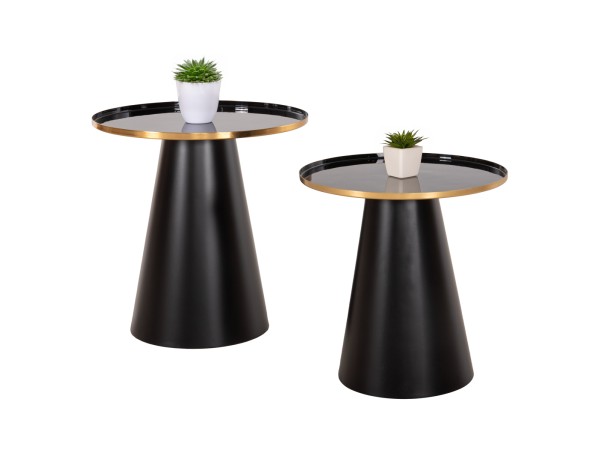 ΤΡΑΠΕΖΙA ΣΑΛΟΝΙΟΥ 2ΤΜΧ BENG HM9920 ΜΕΤΑΛΛΟ ΕΜΑΓΙΕ TOP-ΒΑΣΗ ΜΑΤ-ΜΑΥΡΟ Φ50 & Φ40 εκ.