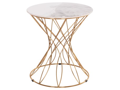 ΒΟΗΘΗΤΙΚΟ ΤΡΑΠΕΖΑΚΙ RUDY HM18037.01 ΚΕΡΑΜΙΚΟ TOP ΛΕΥΚΟ-ΜΕΤΑΛΛΟ ΧΡΥΣΟ Φ45x48,5Υεκ.