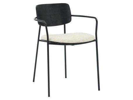 ΚΑΡΕΚΛΑ ΤΡΑΠΕΖΑΡΙΑΣ VIKKI HM9980.02 ΜΕΤΑΛΛΟ & ΞΥΛΟ ΜΑΥΡΟ-ΕΚΡΟΥ ΥΦΑΣΜΑ 54x54x75,5Υεκ.