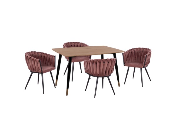 ΣΕΤ ΤΡΑΠΕΖΑΡΙΑΣ 5ΤΜΧ ALIZA HM12122.01 MDF TOP ΣΕ ΦΥΣΙΚΟ--ΣΑΠΙΟ ΜΗΛΟ ΒΕΛΟΥΔΟ