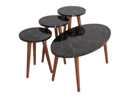 ΣΕΤ ΤΡΑΠΕΖΙ ΣΑΛΟΝΙΟΥ & 3 ΒΟΗΘ.ΤΡΑΠΕΖΙΑ VITAL HM18180.02 ΜΕΛΑΜΙΝΗ ΜΑΥΡΟ ΜΑΡΜΑΡΟ-ΚΑΡΥΔΙ ΠΟΔΙΑ