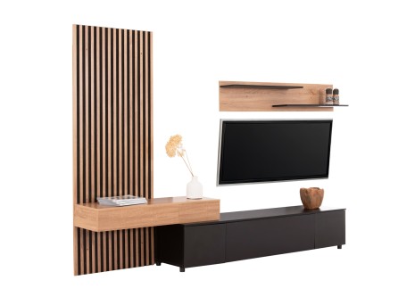 ΣΥΝΘΕΣΗ ΤΗΛΕΟΡΑΣΗΣ DORT HM18076.02 ΜΕΛΑΜΙΝΗ ΣΕ ΣΟΝΑΜΑ-ΜΑΥΡΟ 249.5x42.2x199.5Υεκ