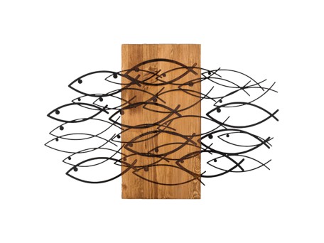 ΔΙΑΚΟΣΜΗΤΙΚΟ ΤΟΙΧΟΥ ΨΑΡΙΑ HM4811-ΦΥΛΛΑ ΜΕΤΑΛΛΟΥ ΜΑΥΡΑ-ΞΥΛΟ 87x3(βάθος)x58Υεκ.