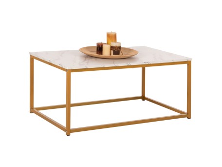 ΤΡΑΠΕΖΙ ΣΑΛΟΝΙΟΥ SAFFRON HM8975.11 ΜΕΛΑΜΙΝΗ ΛΕΥΚΟ ΜΑΡΜΑΡΟ-ΧΡΥΣΗ ΒΑΣΗ 95Χ55Χ43,5Yεκ.