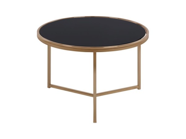 ΤΡΑΠΕΖΙ ΣΤΡΟΓΓΥΛΟ FRANCESCO HM8607 ΜΕ ΓΥΑΛΙΝΗ ΕΠΙΦΑΝΕΙΑ ΚΑΙ ΕΠΙΧΡΥΣΟ ΣΚΕΛΕΤΟ