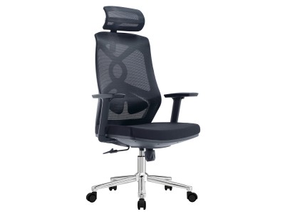 ΚΑΡΕΚΛΑ ΓΡΑΦΕΙΟΥ FLEXORA HM1213.01 ΜΑΥΡO MESH-ΒΑΣΗ ΧΡΩΜΙΟΥ 60x63x125Υεκ