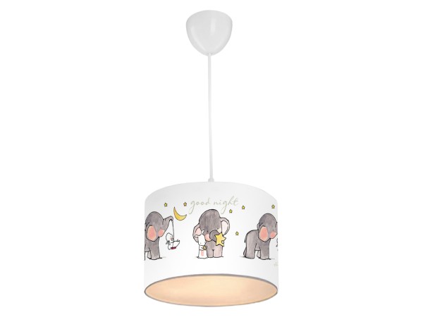 ΠΑΙΔΙΚΟ ΦΩΤΙΣΤΙΚΟ ΟΡΟΦΗΣ ΥΦΑΣΜΑΤΙΝΟ HM7575.01 ΛΕΥΚΟ ΜΕ ΣΧΕΔΙΟ ELEPHANT Φ24x70Y εκ.