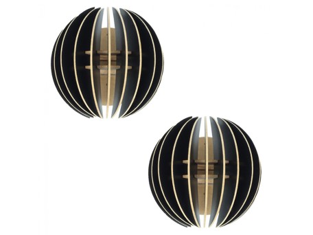 ΣΕΤ ΑΠΛΙΚΕΣ ΤΟΙΧΟΥ 2ΤΜΧ ΞΥΛΙΝΕΣ ΑΠΟ MDF ΜΑΥΡΟ HM7381.03 19,5x16,5x19,5Υ εκ.