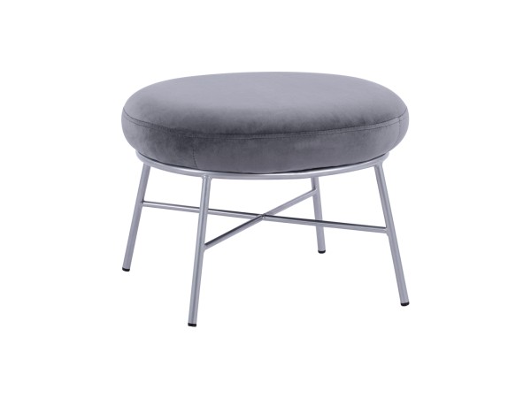 ΣΚΑΜΠΟ ΥΠΟΠΟΔΙΟ TRUDI HM8640.01 ΑΠΟ ΓΚΡΙ ΒΕΛΟΥΔΟ ΜΕ ΑΣΗΜΙ ΒΑΣΗ 55x46x38Υ εκ.