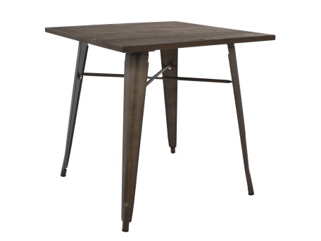 ΤΡΑΠΕΖΙ ΜΕΤΑΛΛΙΚΟ ΣΕ ΧΡΩΜΑ RUSTY ΚΑΙ ΞΥΛΟ HM0611.04 80x80x76εκ