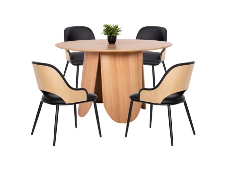 ΣΕΤ ΤΡΑΠΕΖΑΡΙΑ ΕΣΩΤ. ΧΩΡΟΥ 5ΤΜΧ HM11971 ΤΡΑΠΕΖΙ DENTY & 4 ΚΑΡΕΚΛΕΣ DELF(ΟΑΚ-ΜΑΥΡΟ)