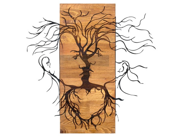 ΔΙΑΚΟΣΜΗΤΙΚΟ ΤΟΙΧΟΥ FACES HM4807-ΦΥΛΛΑ ΜΕΤΑΛΛΟΥ ΜΑΥΡΑ-ΞΥΛΟ 60x3(βάθος)x57,5Υεκ.