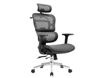 ΚΑΡΕΚΛΑ ΓΡΑΦΕΙΟΥ MODEN HM1215.01 ΜΑΥΡO MESH--ΒΑΣΗ ΧΡΩΜΙΟΥ 68x69x126Υεκ