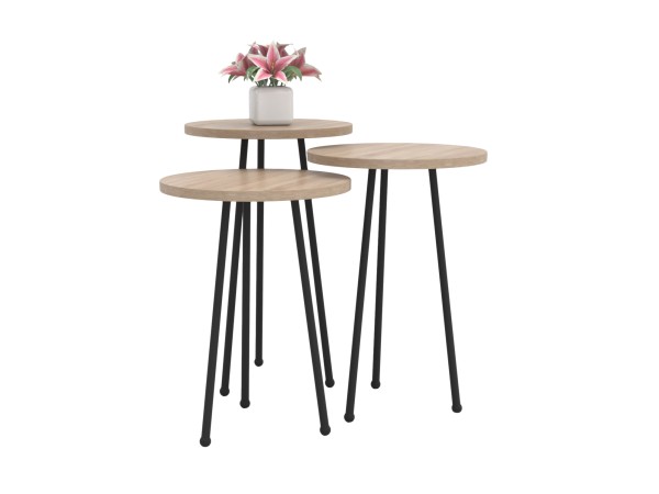 ΣΕΤ ΒΟΗΘ.ΤΡΑΠΕΖΑΚΙΑ KISSA HM18174.03 ΜΕΛΑΜΙΝΗ ΣΕ ΣΟΝΑΜΑ-ΜΑΥΡΑ ΜΕΤΑΛ.ΠΟΔΙΑ