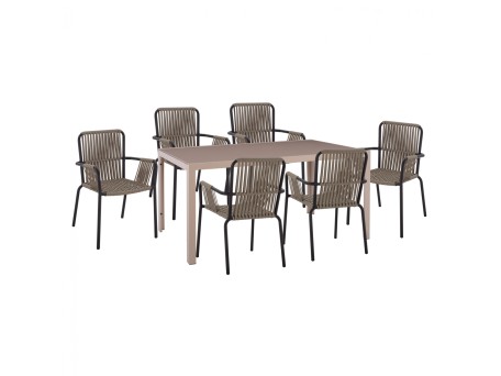 ΣΕΤ ΤΡΑΠΕΖΑΡΙΑ 7ΤΜΧ ΤΡΑΠΕΖΙ ΚΑΠΟΥΤΣΙΝΟ 150Χ90 & ΠΟΛΥΘΡΟΝΕΣ ΑΝΘΡΑΚΙ ΜΕ ΣΧΟΙΝΙ HM11501