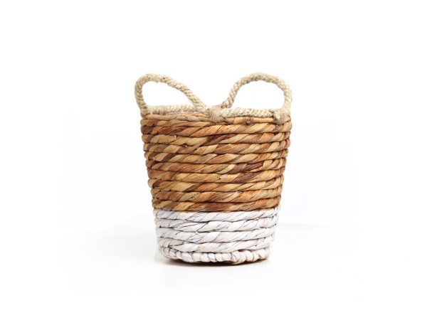 Καλάθι Jununca top edge natural with white Small (20x20/26) Soulworks 0510056