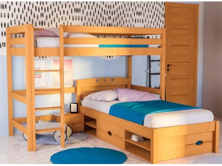 Γωνιακή κουκέτα από μασίφ ξύλο Corner φυσικό οξιά