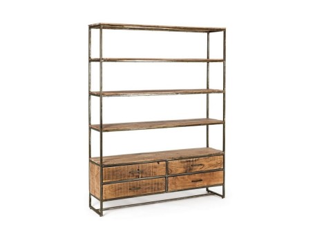 Βιβλιοθήκη ELMER  (4 ράφια - 4 συρτάρια) 145x35x190 εκ.