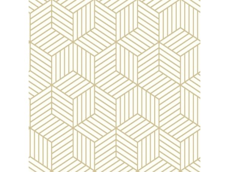 Αυτοκόλλητη Ταπετσαρία Stripped Hexagon White/Gold Peel KAL.RMK10704