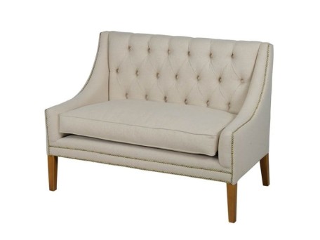 Artekko Ablaoshex Καναπές Διθέσιος Υφασμάτινος Εκρού με Ξύλινο Σκελετό (132x76x97)cm