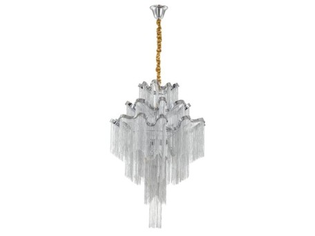 Artekko Chain Πολυέλαιος 9φωτος με Αλυσίδες Ασημί (60x60x90)cm