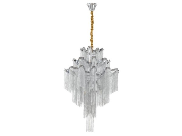 Artekko Chain Πολυέλαιος 9φωτος με Αλυσίδες Ασημί (60x60x90)cm Artekko Chain Πολυέλαιος 9φωτος με Αλυσίδες Ασημί (60x60x90)cm