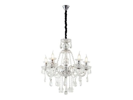 Artekko Chandelier Πολυέλαιος 5φωτος Διάφανο Κρύσταλλο (60x60x60)cm