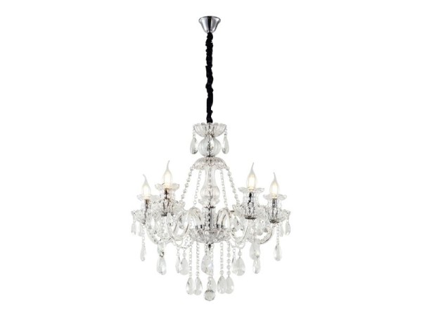Artekko Chandelier Πολυέλαιος 5φωτος Διάφανο Κρύσταλλο (60x60x60)cm