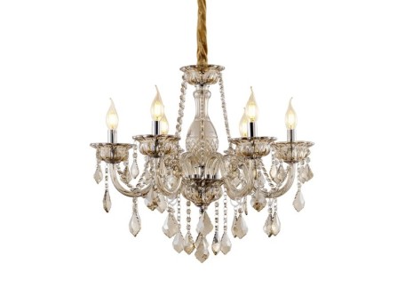 Artekko Chandelier Πολυέλαιος 6φωτος Σαμπανιζέ Κρύσταλλο (60x60x60)cm