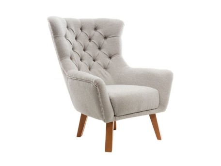 Artekko Zumrut Μπερζέρα Υφασμάτινη Γκρι με Ξύλινα Πόδια (80x90x100)cm