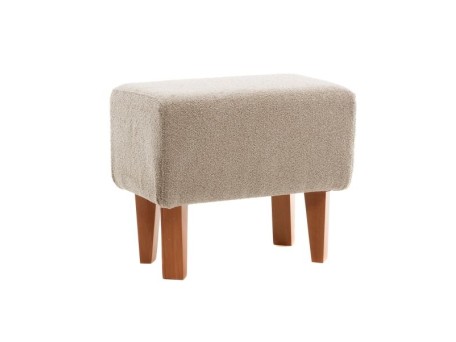 Artekko Zumrut Σκαμπώ Υφασμάτινο Μπεζ με Ξύλινα Πόδια (50x30x42)cm