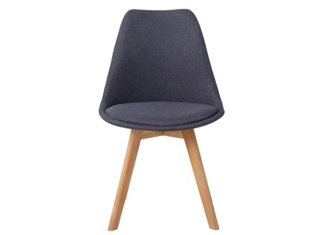 Καρέκλα Gaston pakoworld γκρι σκούρο ύφασμα και ξύλινο πόδι σε φυσική απόχρωση 48x55x83εκ 