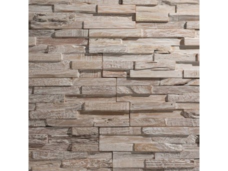 Πάνελ Επένδυσης Τοίχου 3D από Φυσικό Ξύλο Teak 495×180×20mm Rebel of Styles Teak White Wash 540-009 Συσκευασία 1 Τεμάχιο