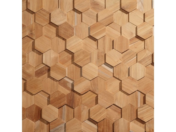 Πάνελ Επένδυσης Τοίχου 3D Rebel of Styles Teak Hexagon 540-012 απο Φυσικό Ξύλο  260x150x20mm σετ 5 Τεμάχια