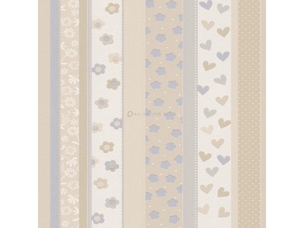 Ταπετσαρία τοίχου παιδική ρίγες μπεζ